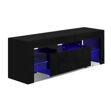 Artiss Entertainment Unit TV Cabinet LED RGB 130cm Storage Drawers Black